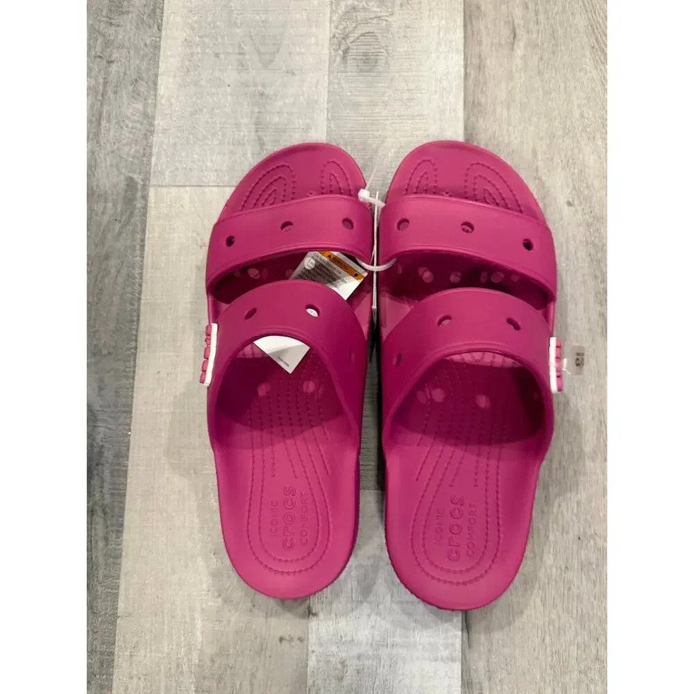 Crocs Classic Slides Sandals Mens Size 13 Pink Double Strap Slip On 206761-6SV - Picture 3 of 7